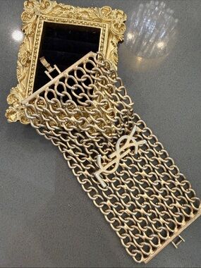 Multi-Row Gold Chain Bracelet with Logo